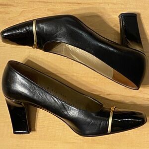 ST. JOHN Women's Block Heels Pumps with Patent Accents - 7.5